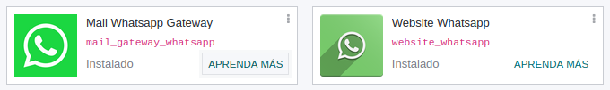 Seccion de opciones comunitarias para integrar WhatsApp con Odoo